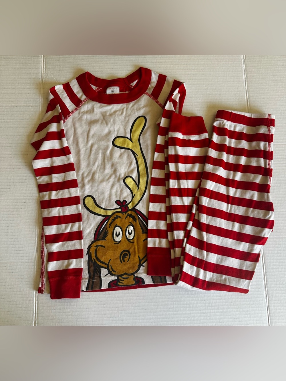 Hanna Andersson Red & White Striped Reindeer Pajama Set